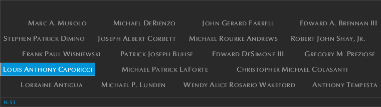 Panel N-53, North Pool, National September 11 Memorial