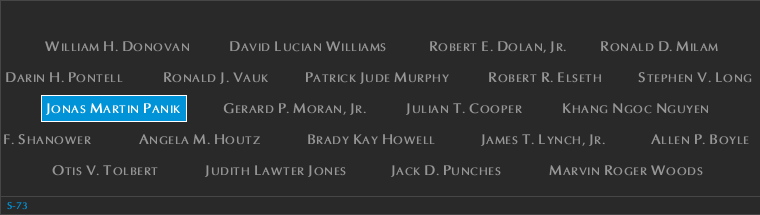 Panel S-73, South Pool, National September 11 Memorial