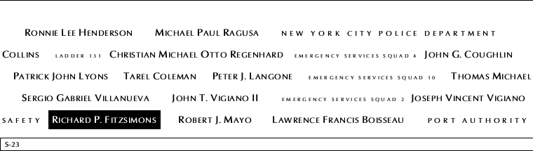 Panel S-23, South Pool, National September 11 Memorial