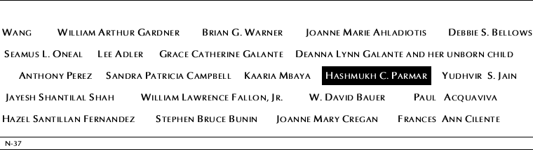 Panel N-37, North Pool, National September 11 Memorial