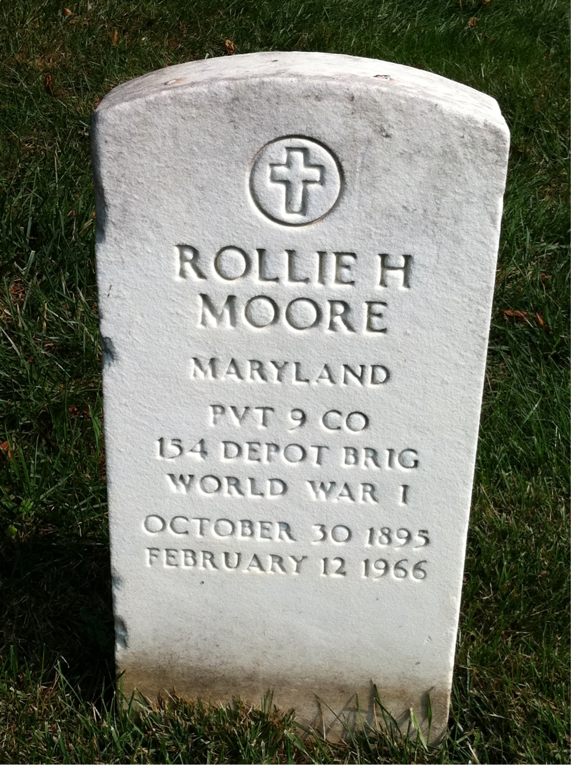 Headstone shared by 2 interments, including Frances R Moore