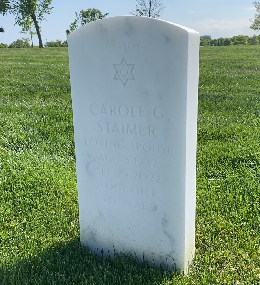 Headstone shared by 2 interments, including George G Staimer