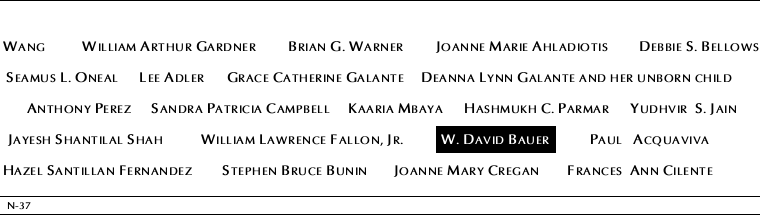 Panel N-37, North Pool, National September 11 Memorial