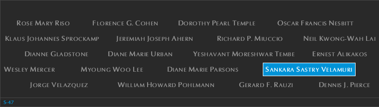 Panel S-47, South Pool, National September 11 Memorial