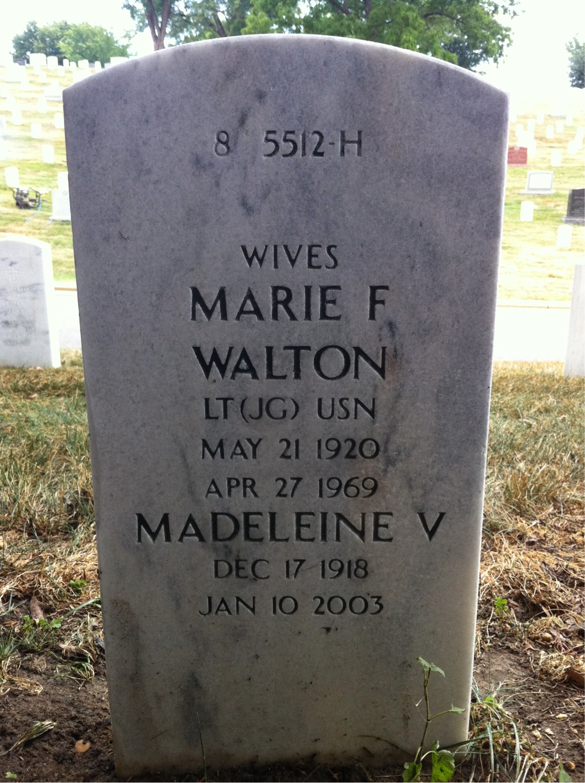 Headstone shared by 3 interments, including Charles F Walton