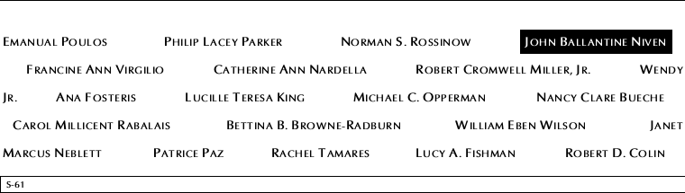 Panel S-61, South Pool, National September 11 Memorial