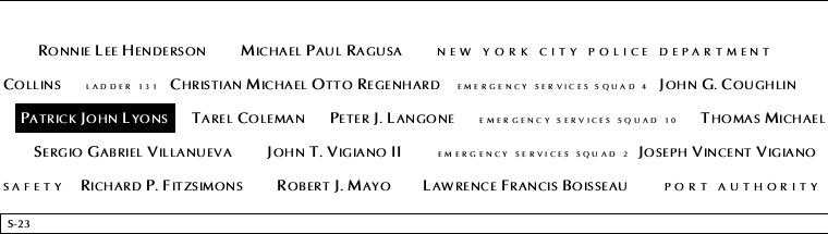 Panel S-23, South Pool, National September 11 Memorial