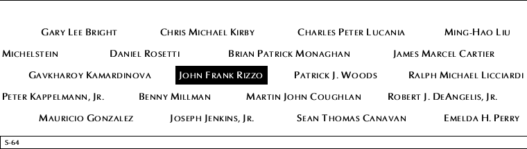 Panel S-64, South Pool, National September 11 Memorial