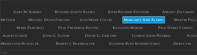 Panel S-63, South Pool, National September 11 Memorial