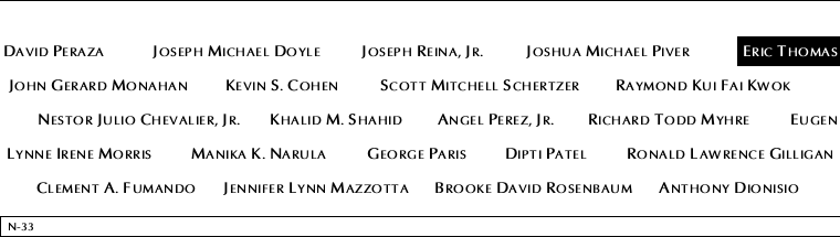 Panel N-33, North Pool, National September 11 Memorial