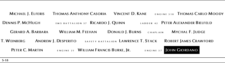 Panel S-18, South Pool, National September 11 Memorial