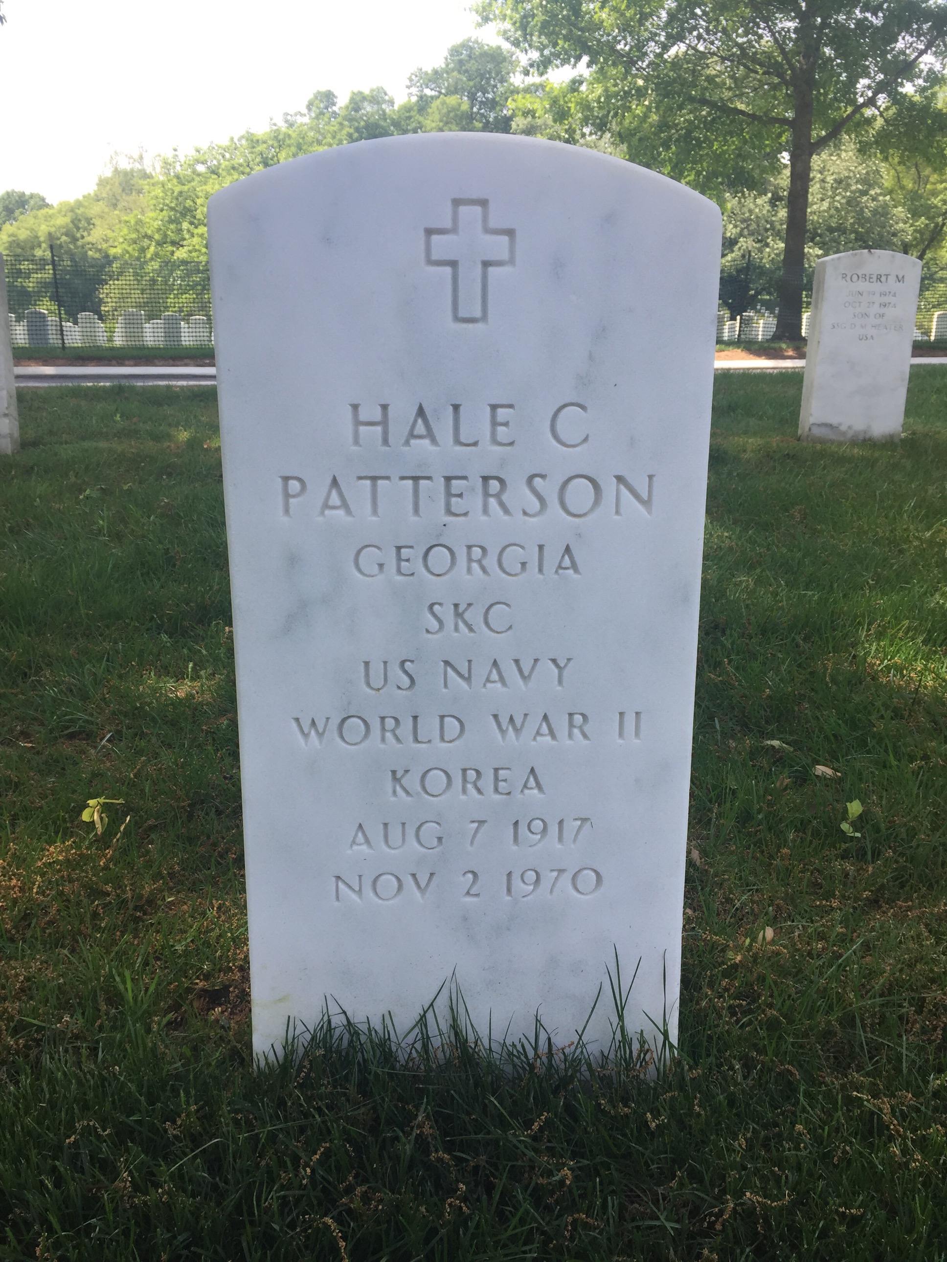 Headstone shared by 2 interments, including Hale Cantrell Patterson
