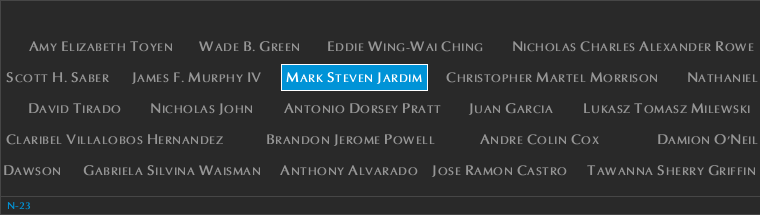Panel N-23, North Pool, National September 11 Memorial
