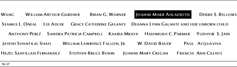 Panel N-37, North Pool, National September 11 Memorial
