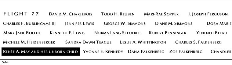 Panel S-69, South Pool, National September 11 Memorial