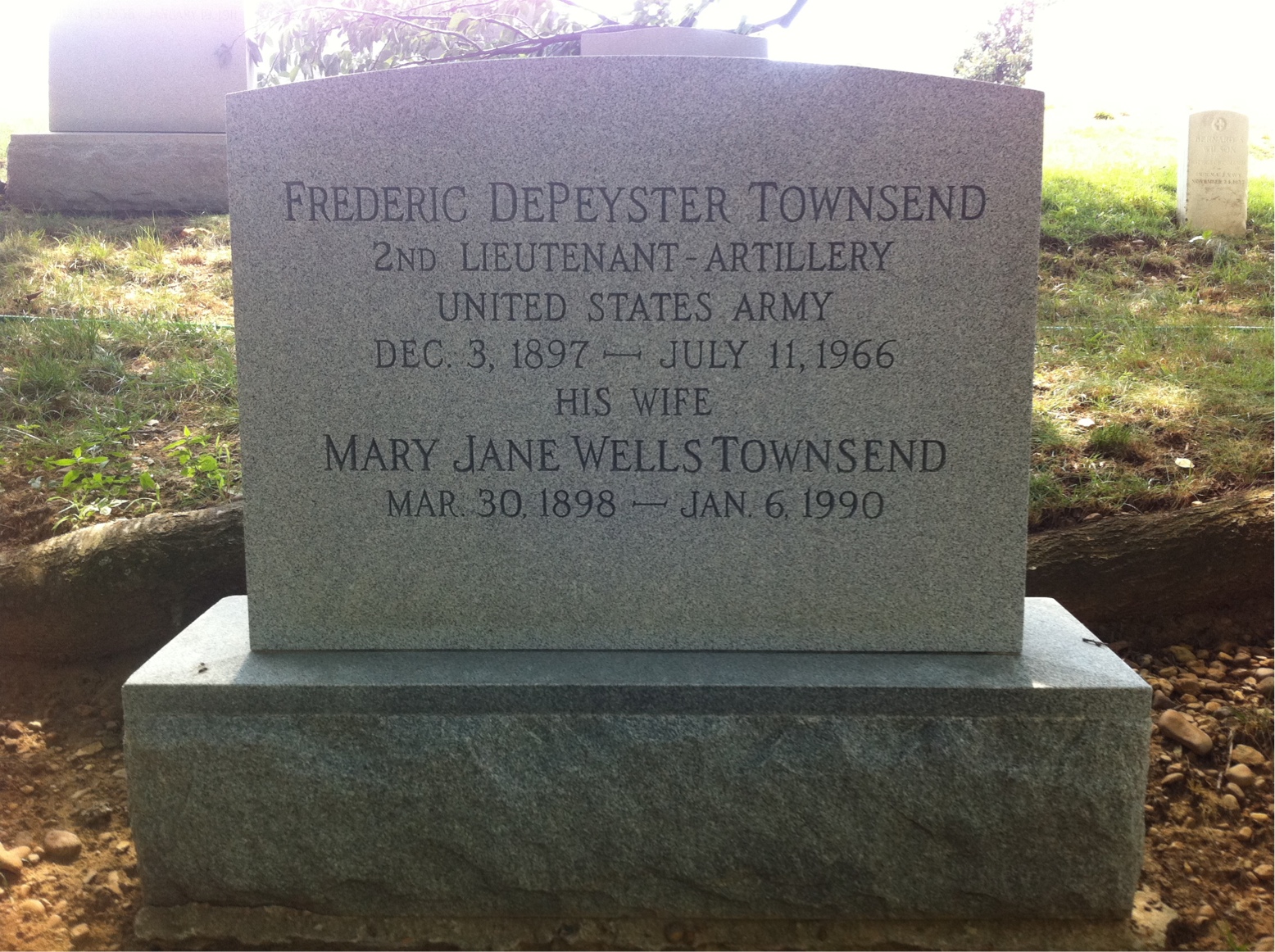 Headstone shared by 3 interments, including Mary Jane Townsend