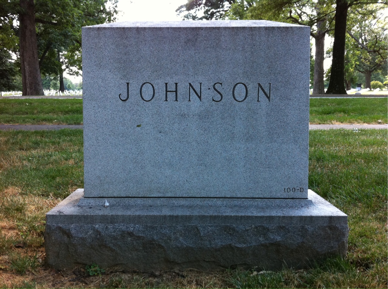 Headstone shared by 2 interments, including Perry T Johnson