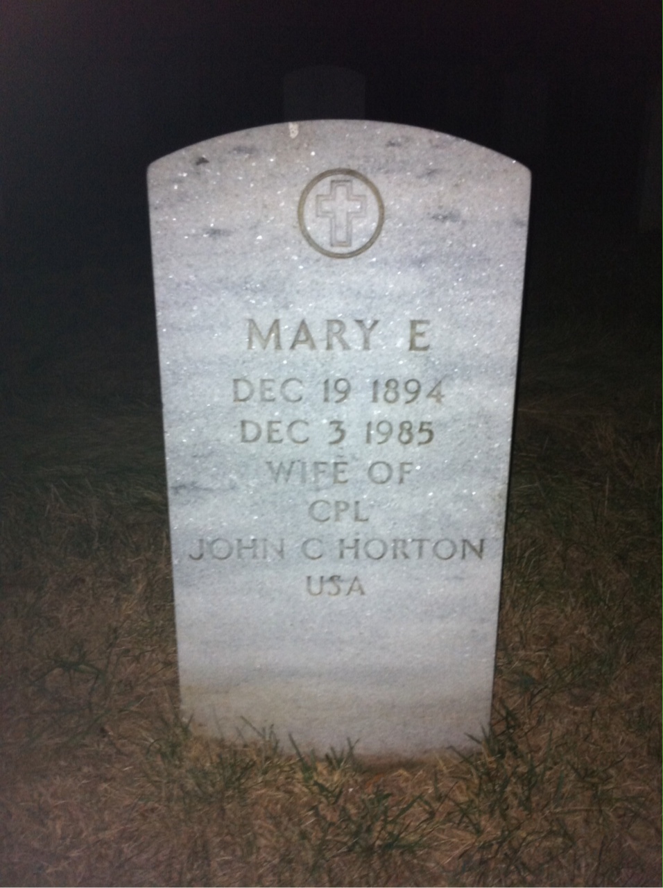 Headstone of Mary E Horton