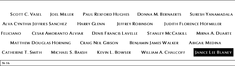 Panel N-16, North Pool, National September 11 Memorial