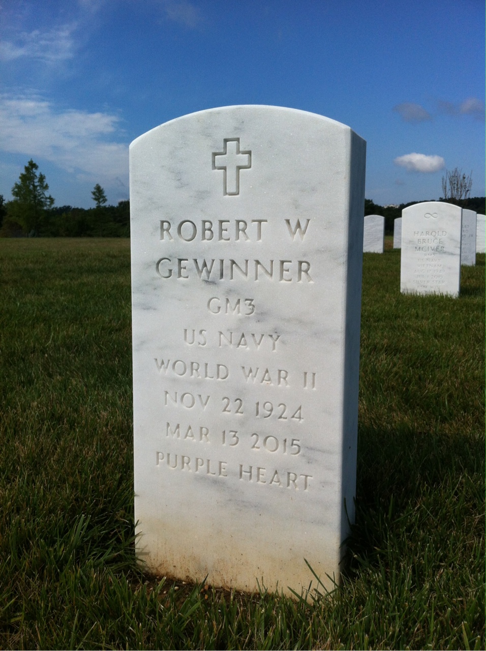 Headstone shared by 2 interments, including Robert W Gewinner