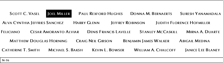 Panel N-16, North Pool, National September 11 Memorial