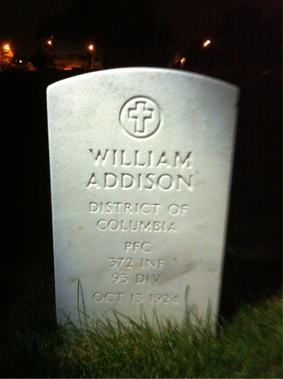 Headstone of William G Addison