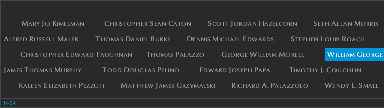 Panel N-54, North Pool, National September 11 Memorial