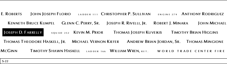 Panel S-22, South Pool, National September 11 Memorial