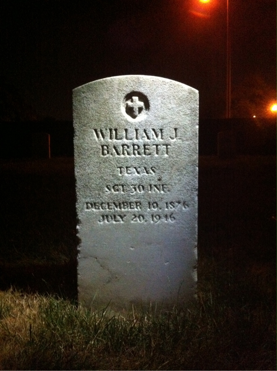 Headstone of William J Barrett