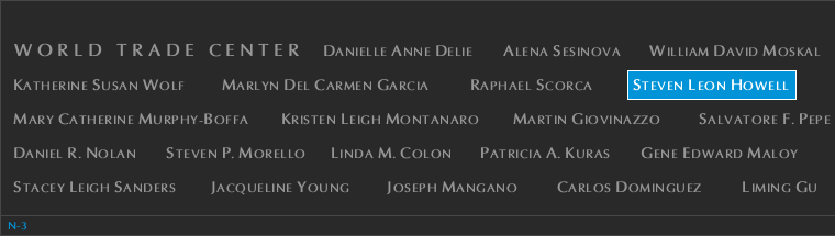 Panel N-3, North Pool, National September 11 Memorial
