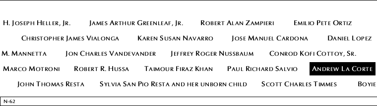 Panel N-62, North Pool, National September 11 Memorial