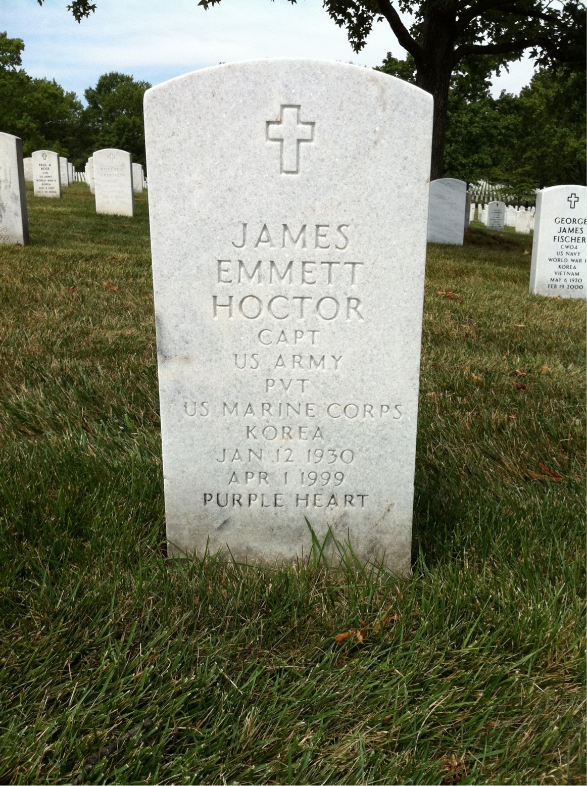 Headstone of James E Hoctor