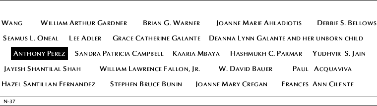 Panel N-37, North Pool, National September 11 Memorial
