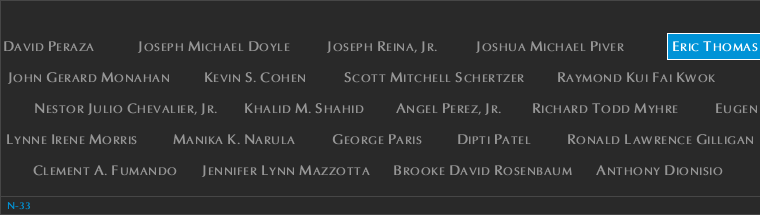 Panel N-33, North Pool, National September 11 Memorial