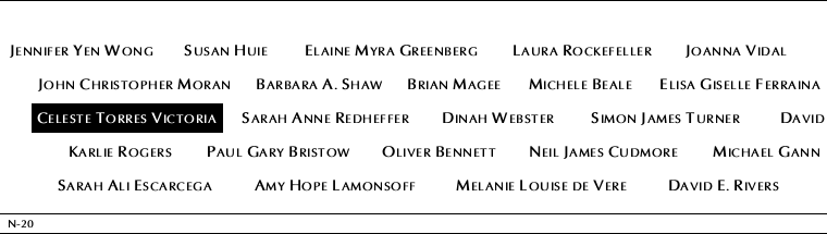 Panel N-20, North Pool, National September 11 Memorial