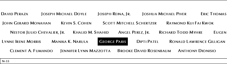 Panel N-33, North Pool, National September 11 Memorial