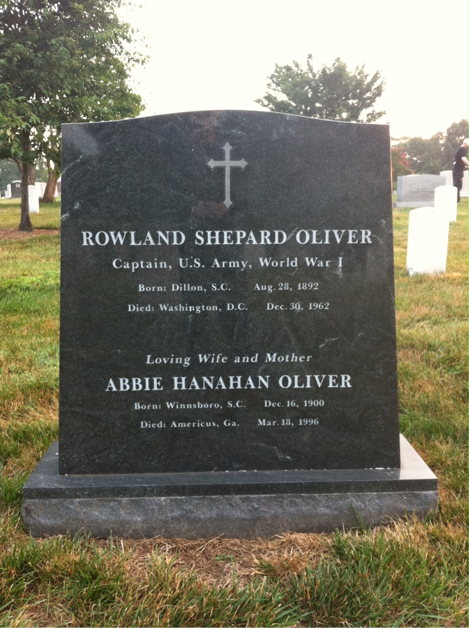 Headstone shared by 2 interments, including Abbie H Oliver