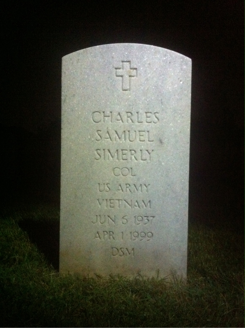 Headstone shared by 2 interments, including Charles S Simerly