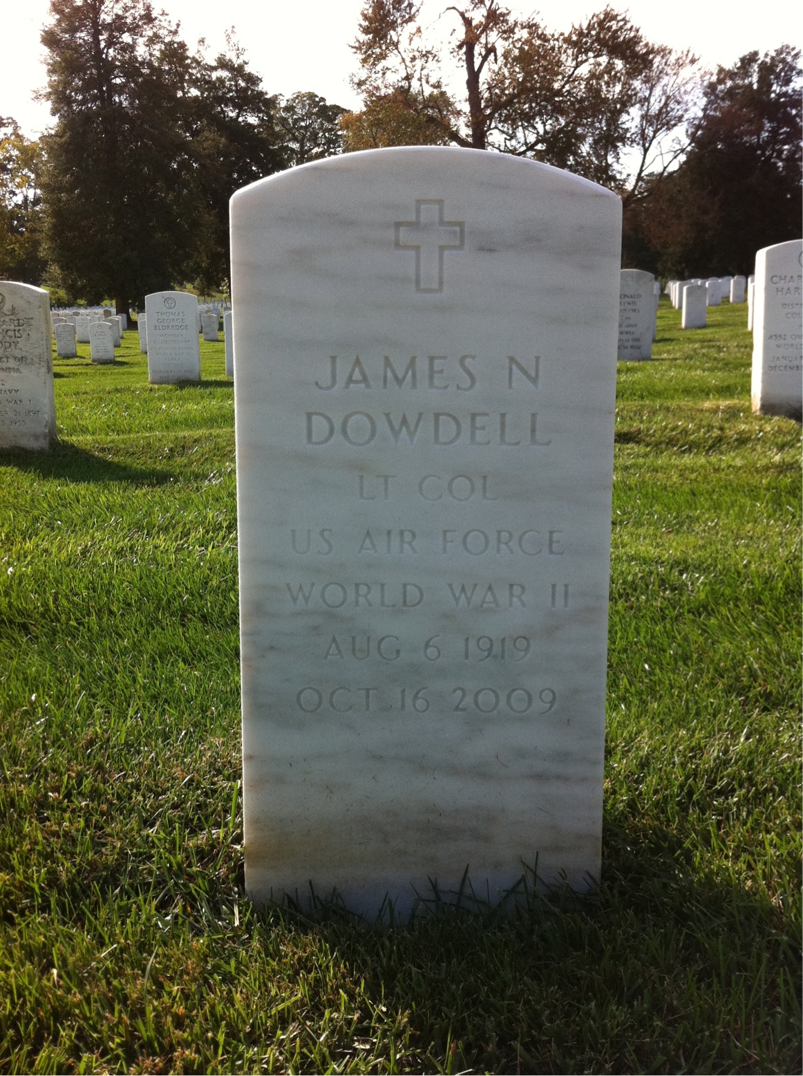 Headstone shared by 2 interments, including Marguerite L Roux Dowdell