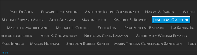 Panel N-36, North Pool, National September 11 Memorial