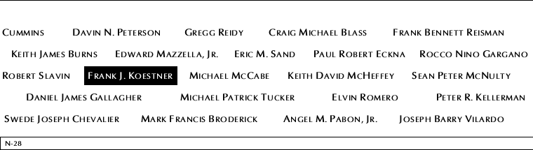 Panel N-28, North Pool, National September 11 Memorial