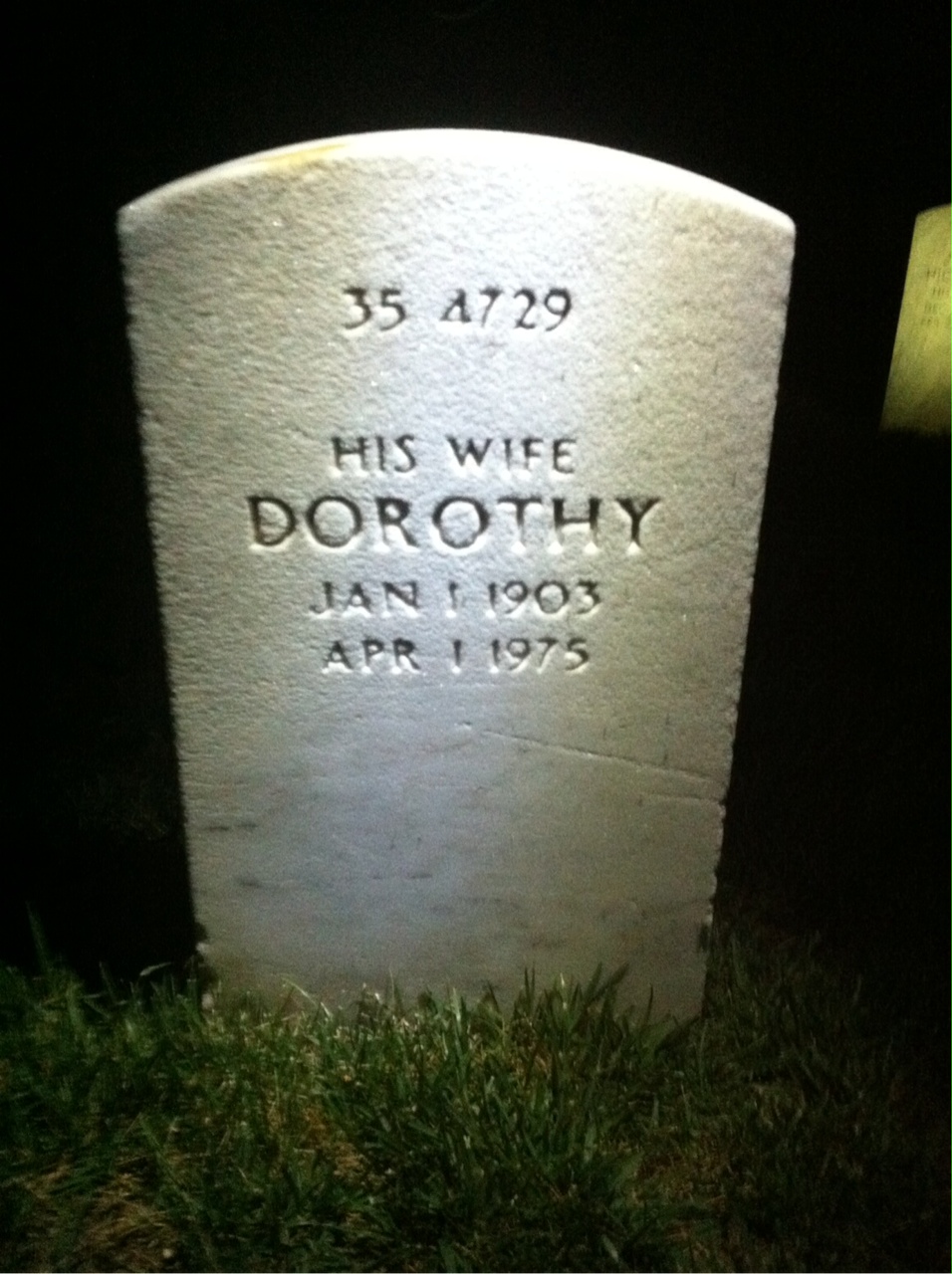 Headstone shared by 2 interments, including Dorothy Bumford