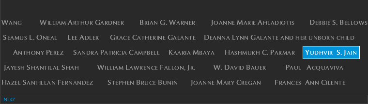 Panel N-37, North Pool, National September 11 Memorial