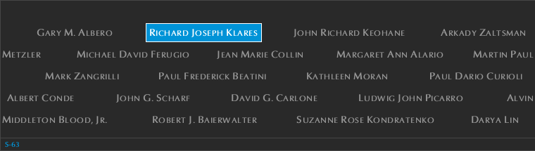 Panel S-63, South Pool, National September 11 Memorial
