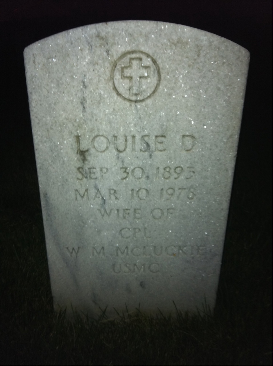 Headstone of Louise D McLuckie