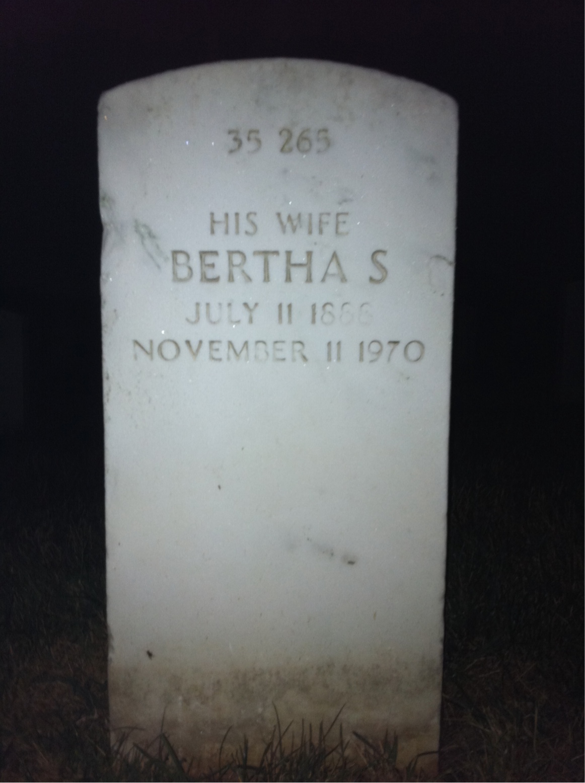 Headstone shared by 2 interments, including Bertha S Teller