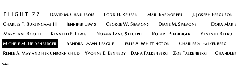 Panel S-69, South Pool, National September 11 Memorial