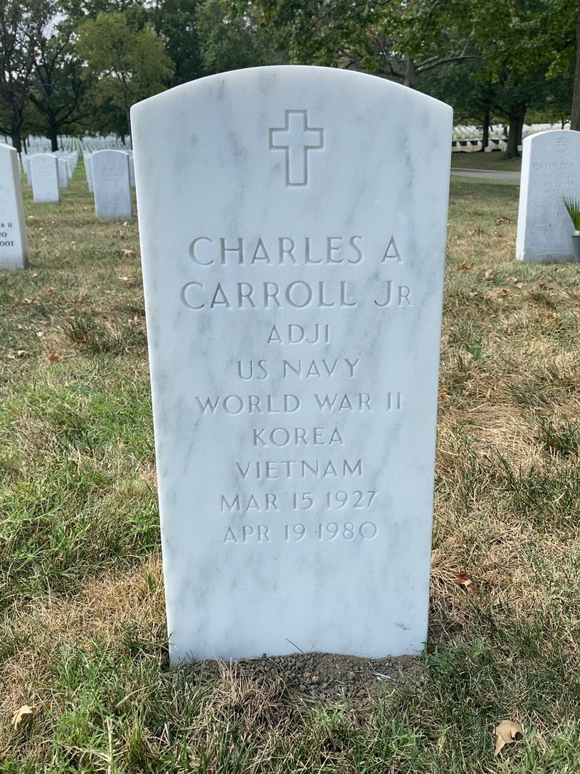 Headstone shared by 2 interments, including Charles A Carroll Jr.