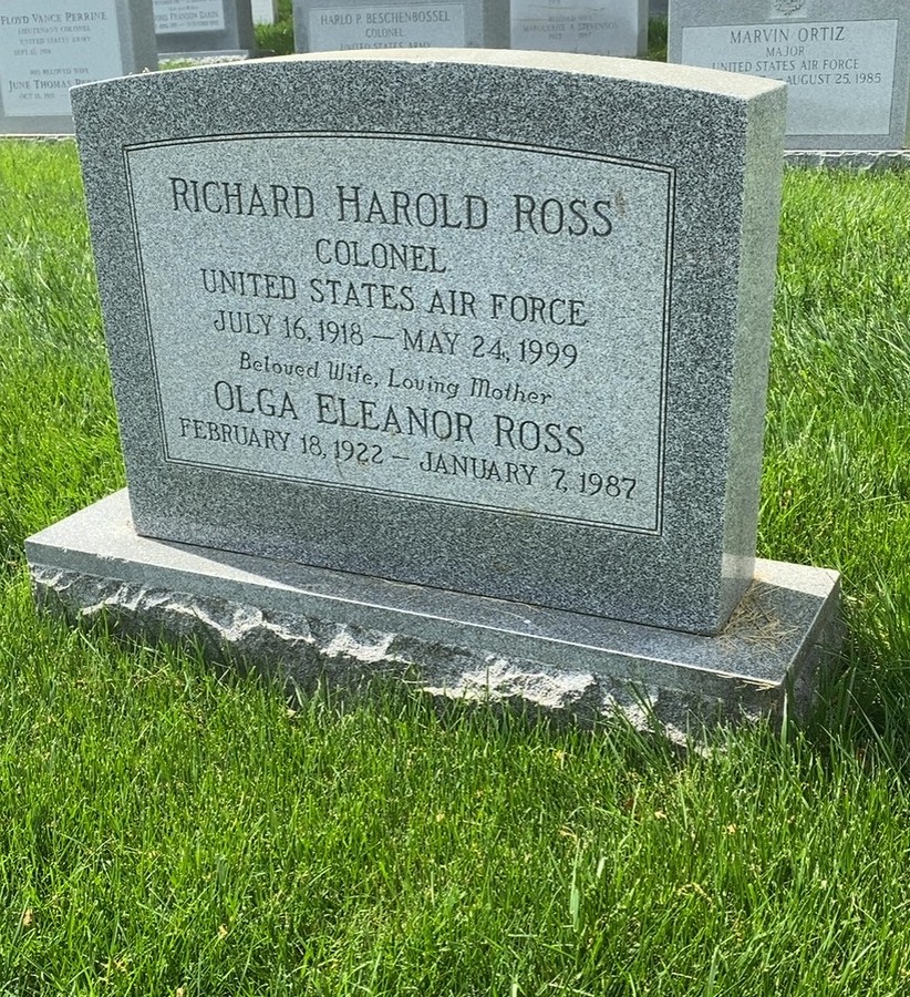 Headstone shared by 2 interments, including Richard Harold Ross