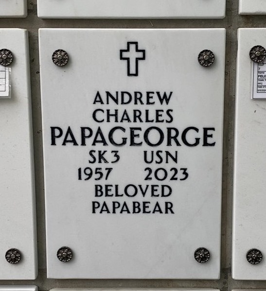 Headstone of Andrew Charles Papageorge